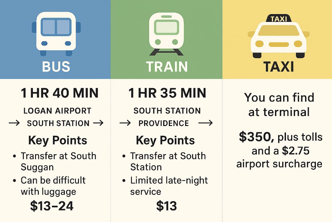 <b>Boston Logan Airport to Providence Transfer Options</b>