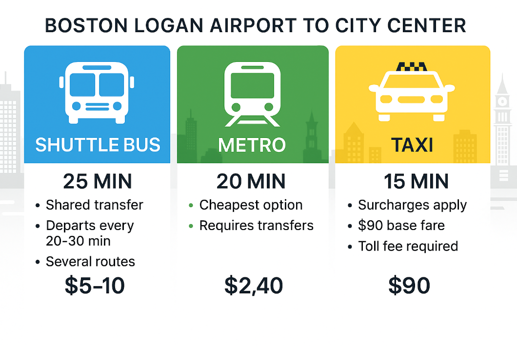 <b>Boston Logan Airport to City Center - Transfer Options</b>