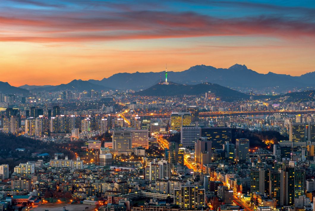 Paysage urbain de Séoul au crépuscule en Corée du Sud