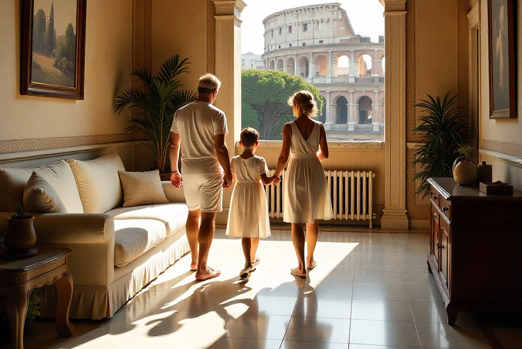 <b>Rome Family Apartment with 3 Bedrooms and Great Views</b>