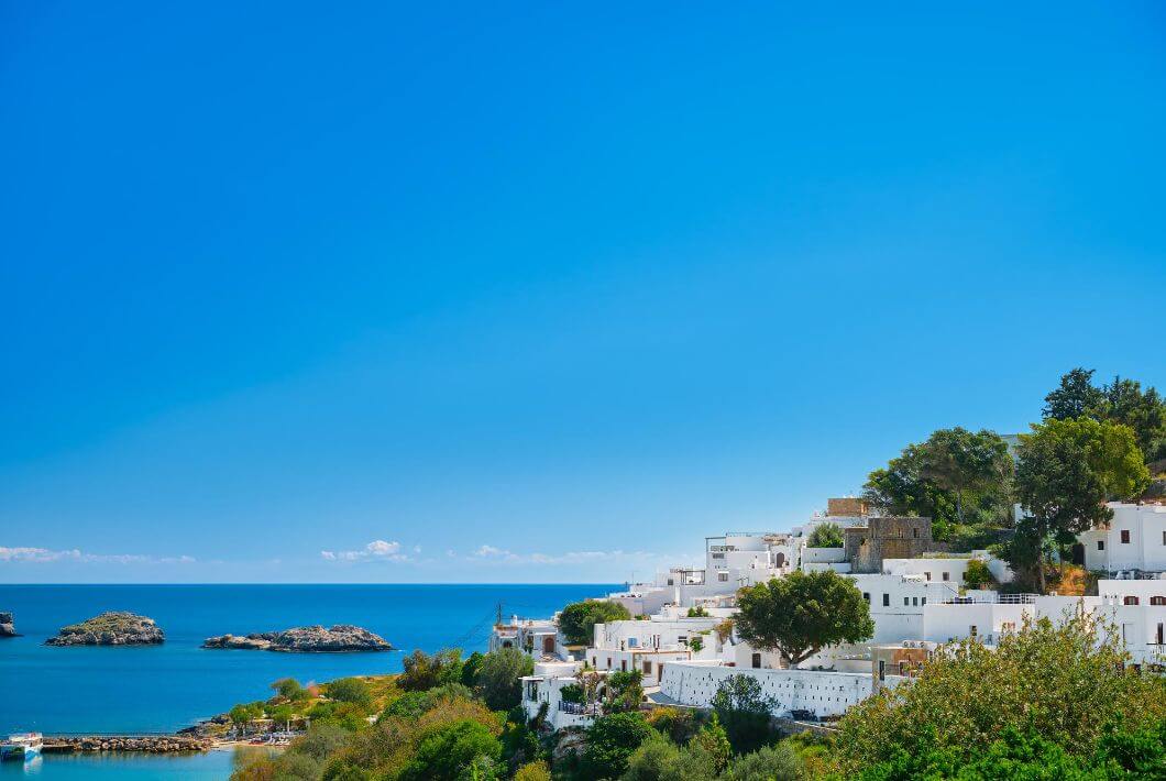 La città di Lindos sull'isola greca di Rodi